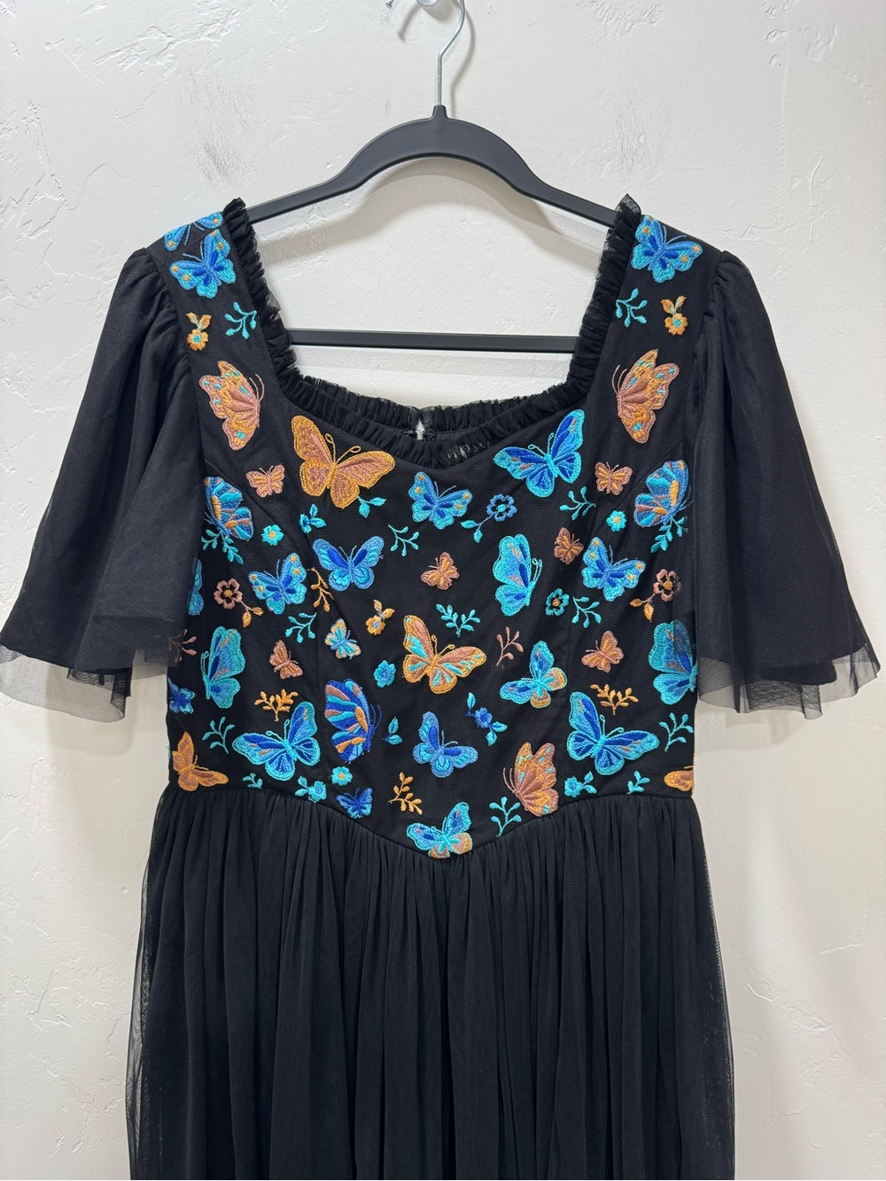 EUC JessaKae Midnight Monarch Dress Butterfly Black Blue Women's Large - Picture 6 of 16